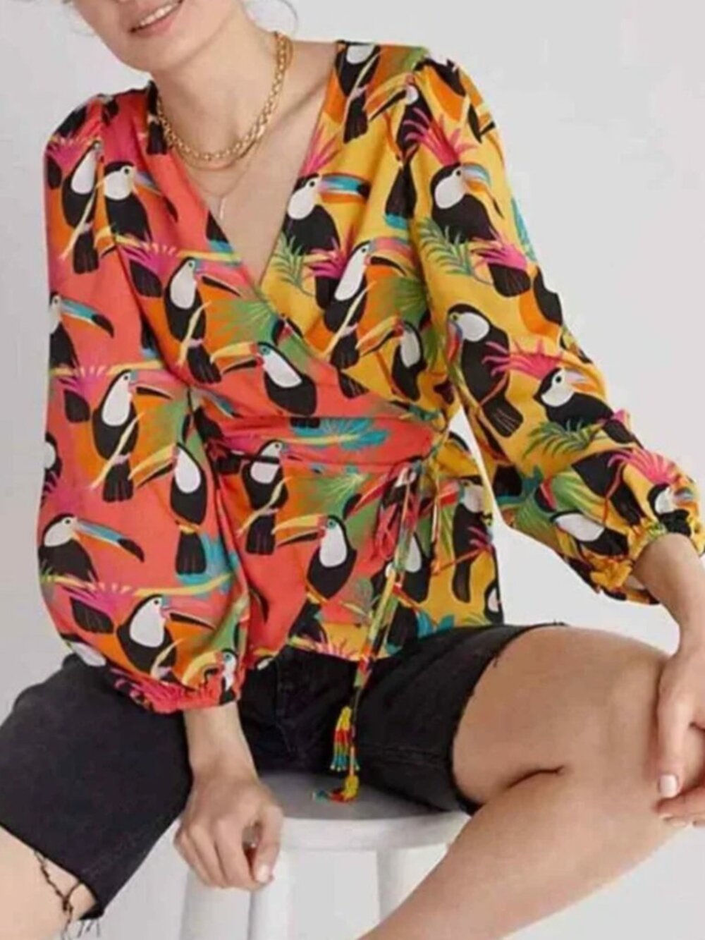 NWOT Farm for Anthropologie by Farm Rio Toucan Blouse - Size M
